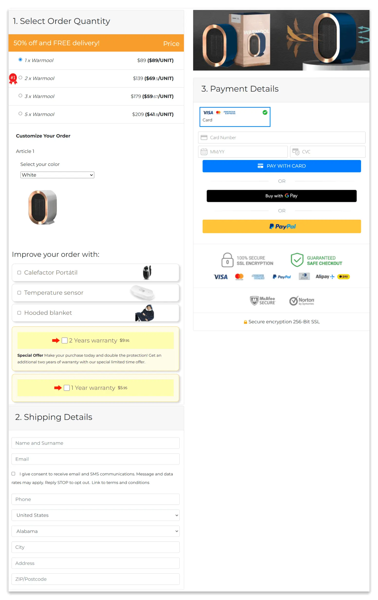 Warmool checkout page